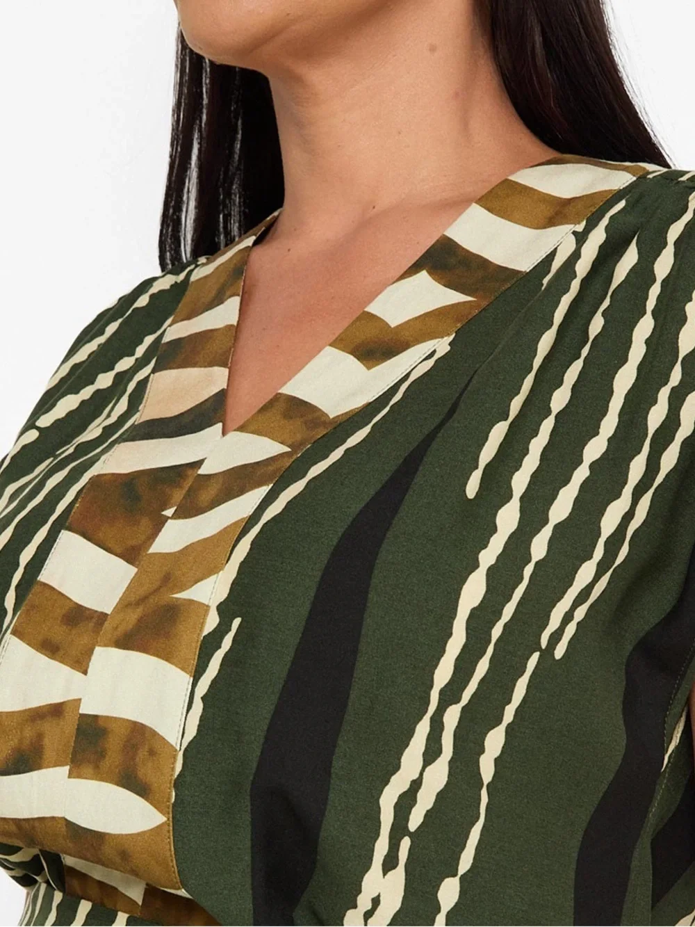 LA MODE Green Abstract Print 2 Piece Set Boho Resort Vacation Midi outfits